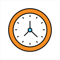wall clock icon with white background vector stock illustration