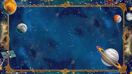 Futuristic Space Frame with Planetary Orbits