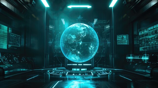 Advanced Global Communication: Futuristic 3D Hologram