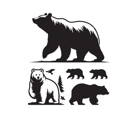 bear vector art graphic resources silhourtte vector style, white background