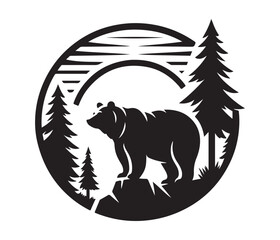 bear vector art graphic resources silhourtte vector style, white background