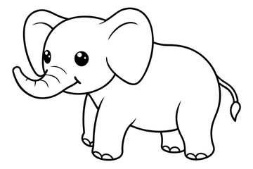 a cute fatbaby elephant silhouette vector illustration
