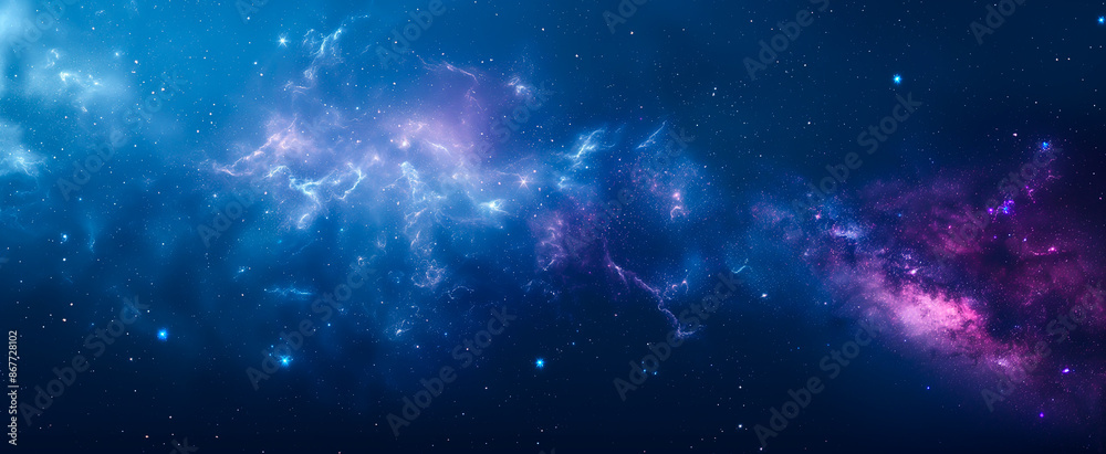 Wall mural a dark blue background with stars and a purple galaxy, a space background with stars in the night sk