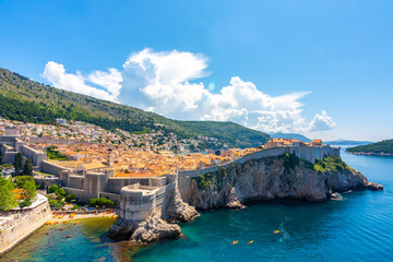 View of Fort Bokar in city of Dubrovnik. Dubrovnik is a historic city of Croatia in Dalmatia. UNESCO World Heritage Site