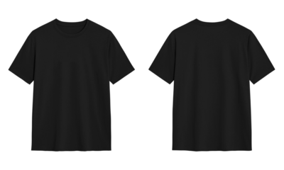 Black t shirt front and back view, Ready for your mock up design transparent  template 