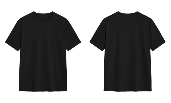 Black t shirt front and back view, Ready for your mock up design transparent  template 
