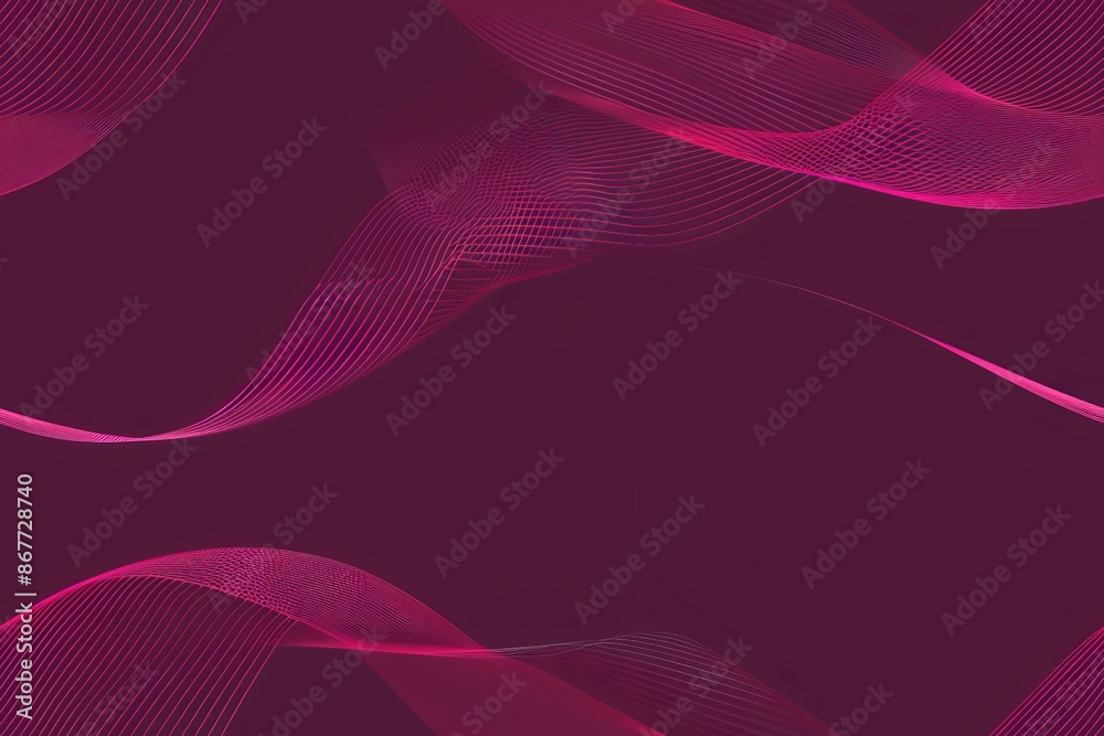 Wall mural This image portrays a minimalistic and modern abstract design, featuring sleek pink and magenta lines flowing gracefully against a rich maroon background.