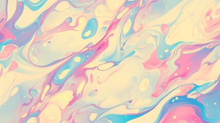 Abstract colorful liquid marble pattern background, blue pink yellow and white.