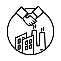 Factory Deal Icon Set Industrial Illustrations for Manufacturing and Business Agreements