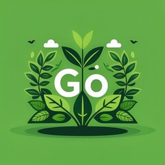 Go green ecology sign concept with tree leaves