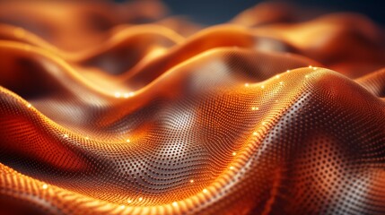 abstract orange shimmering fabric background. 