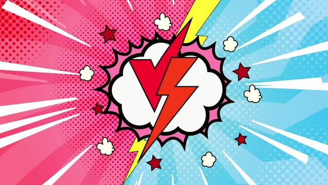 Comic Versus background in pop art style.Pop Art Style Versus Logo Or Vs Comic Animation.Animation Of Versus Background Comic.