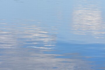 blue sky with clouds reflected in water soft ripples texture
