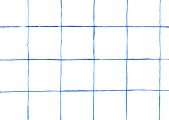 watercolor background with lined blue squares . geometric shapes on a white background. Empty tiles with blue edges