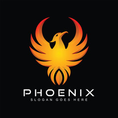 Elegant stylized phoenix bird vector illustration