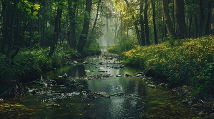 Obraz premium Stream within the forest