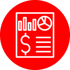 Financial Reporting Vector Line White Circle Red