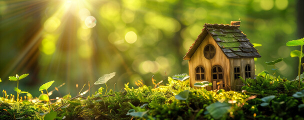 Naklejka premium Nature-Inspired Sustainable Architecture.Generative AI: 自然からインスピレーションを受けた持続可能な建築