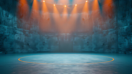 Naklejka premium An empty stage with spotlight and grunge background. Perfect for showcasing products, presentations or performances.
