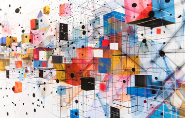 Fototapeta premium a_3D_abstract_artwork_featuring_various_cubes_JPG_1