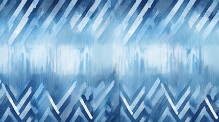 A stylish geometric pattern featuring an array of zigzag blue and white watercolor designs, suitable for modern artistic projects or home decor.