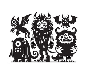 monster animal vector art graphic resources silhourtte vector style, white background