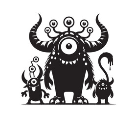 monster animal vector art graphic resources silhourtte vector style, white background