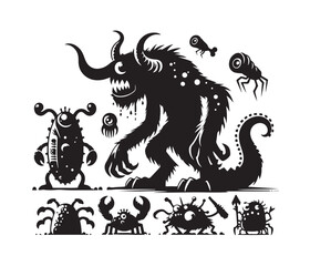 monster animal vector art graphic resources silhourtte vector style, white background