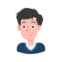 Flat illustration of young boy smiling avatar