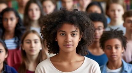 Fototapeta premium group of young adults students of various ethnicities portrait looking confident at camera.