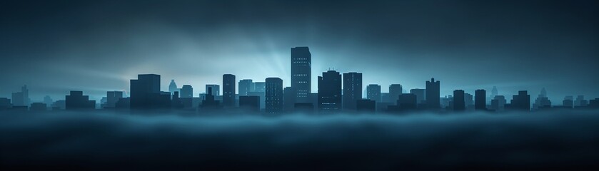 Naklejka premium Financial collapse with futuristic buildings in the background, photorealistic, dark hues