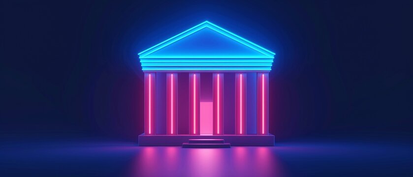 Illustration of financial crisis caused by unethical banking, photorealistic, neon accents