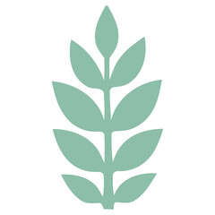 A green leaf or plant stem with several branches extending upwards