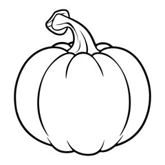 A simple black and white outline drawing of a pumpkin