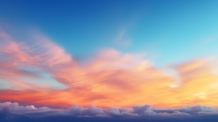 Obraz premium The morning sky fills with vibrant colors and fluffy clouds, symbolizing the start of a new day and evoking feelings of hope, beauty, and tranquility.