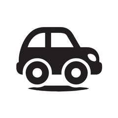 Minimalist Black Silhouette Icon of Car with Rounded Shapes on White Background