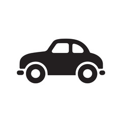 Minimalist Black Silhouette Icon of Car with Rounded Shapes on White Background