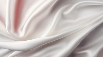 Naklejka premium A close-up of refined smooth white silk fabric with soft creases, displaying an elegant and luxurious texture, ideal for various fashion and design projects.