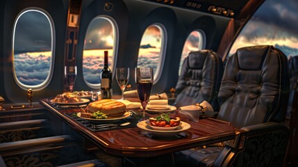 Luxurious In-Flight Dining Experience - Generative AI