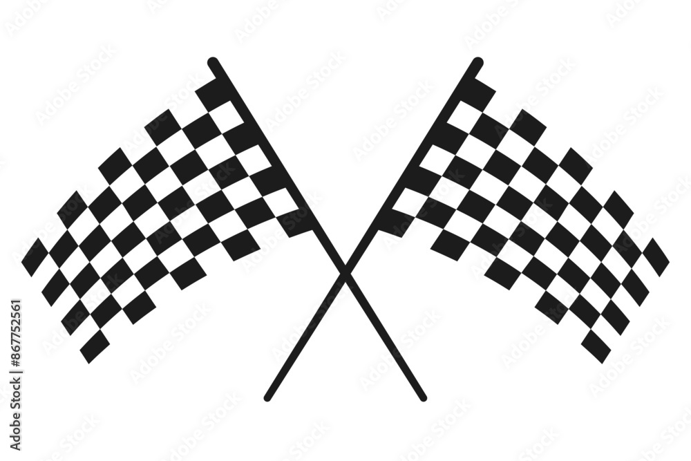 Poster two racing flags, vector illustration of two checkered flags.