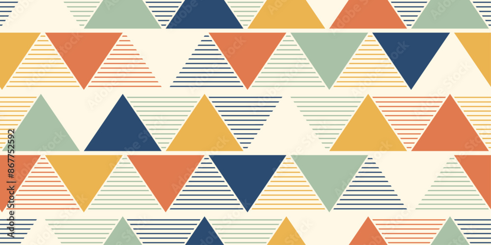 Poster Geometric abstraction from triangles - mosaic and tile pattern. Vector and seamless geometric pattern.