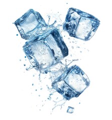Four flying ice cubes cut out