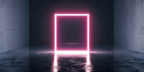 Dynamic Motion Neon Twotone Square Frame Graphic Isolated on Black Background. Concept Abstract Art, Neon Colors, Square Shape, Graphic Design, Black Background