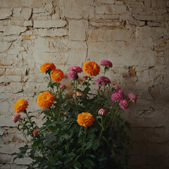 bouquet of flowers on the wall