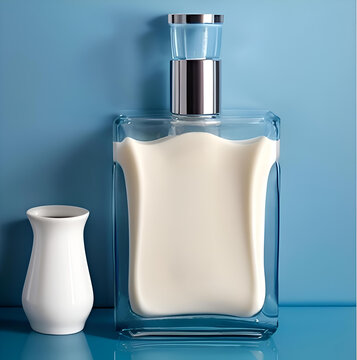 Mockup bote de loci&oacute;n en crema para despu&eacute;s del afeitado