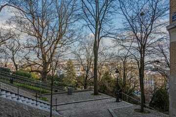 Paris view from square la turture montmartre neighborhood. France