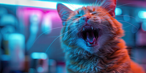 Dental pain is the silent tormentor of comfort, affecting eating and grooming: Illustrate a cat with dental pain, avoiding hard food or showing signs of mouth discomfort