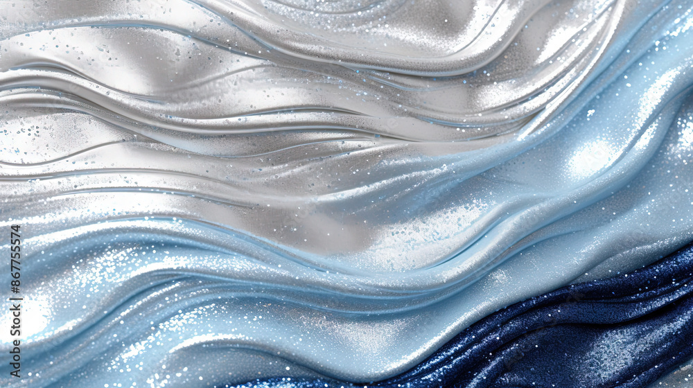 Poster abstract shiny background with blue glitter waves. scattered confetti sparkles with light blue color