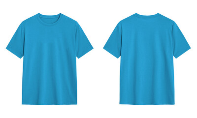 Blue t shirt front and back view, Ready for your mock up design transparent  template 