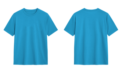 Blue t shirt front and back view, Ready for your mock up design transparent  template 